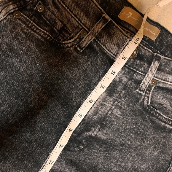 NWT 7 For All Mankind High Waist Cropped Straight Black Mineral Wash Jeans 24 - Picture 10 of 16